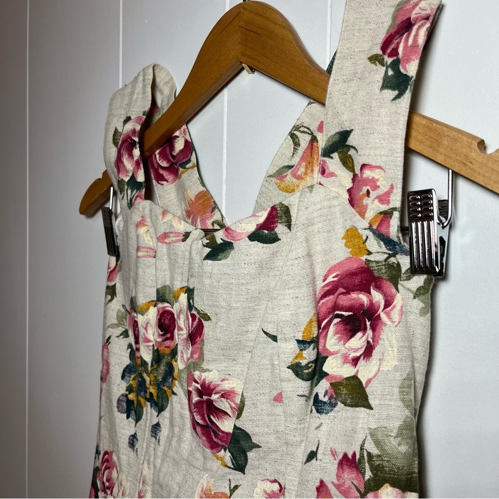 Vintage Linen Maxi Dress Daisy of California Floral XS/S Cottagecore USA Made - Picture 3 of 13